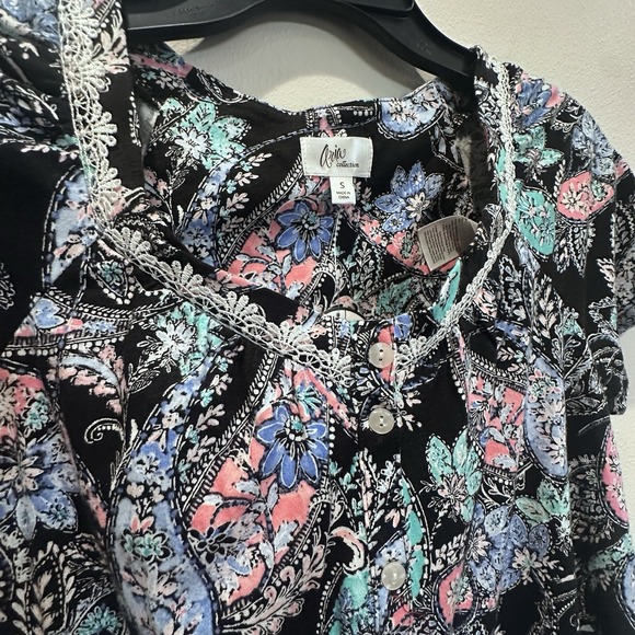 New Aria Women's 100%‎ cotton Black short sleeve capri Pajamas Set size S (4-6) - Picture 5 of 16